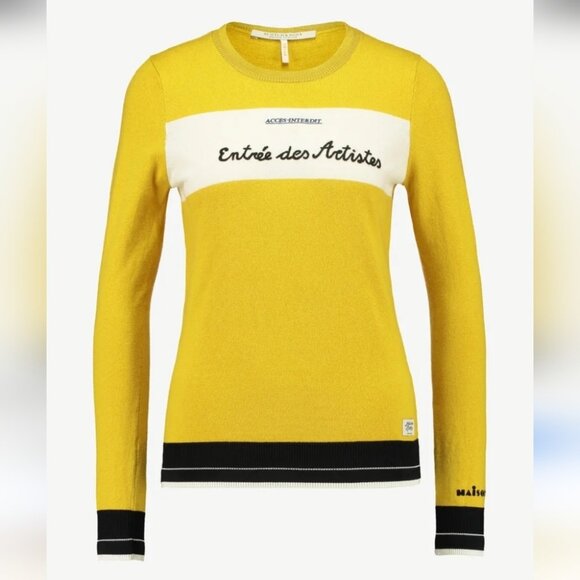 SCOTCH & SODA | Embroidered Sweater Mustard Yellow Cotton Wool Sz S - Picture 1 of 10